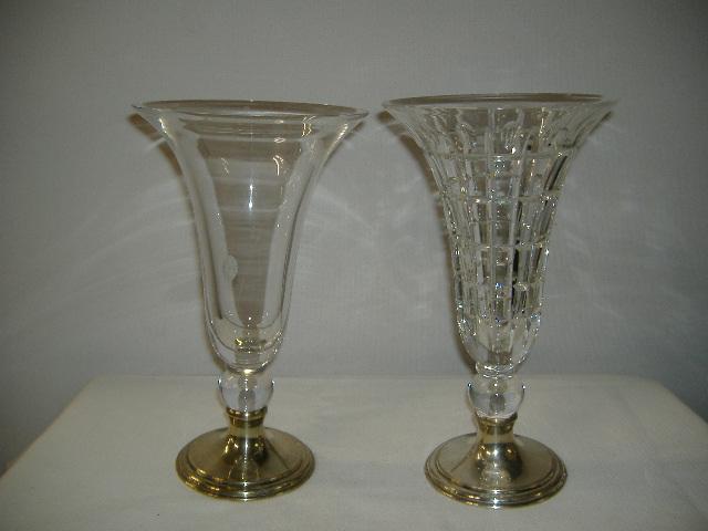 Picture 030.jpg - 2 Crystal Vases - Hawkes Sterling Silver Bases - 11" height